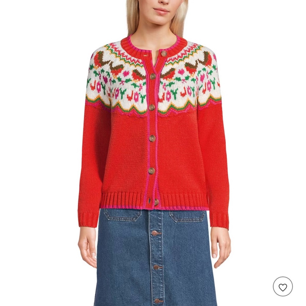 Women's Lands’ End Red Fair Isle Sweater
